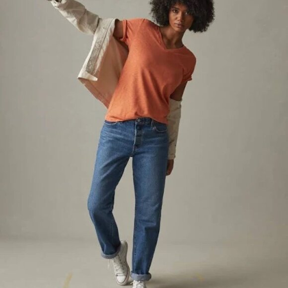 American Giant ~ Deep V-Neck Supima Slub Cotton Short Sleeve Small Tee Shirt - Picture 2 of 13